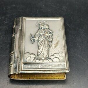 Vintage Rosary Metal box with the Virgin Mary